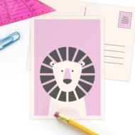 Postkaart 'Beestenfeest' leeuw