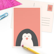 Postkaart 'Beestenfeest' pinguïn