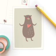 Postkaart 'Bosbeestjes' beer