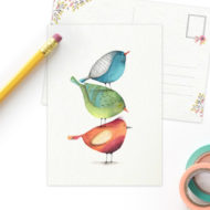 Postkaart 'Eigenwijze fladderaars' vriendjes