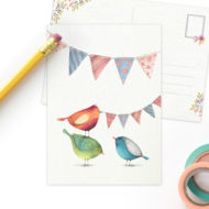 Postkaart 'Eigenwijze fladderaars' slingers