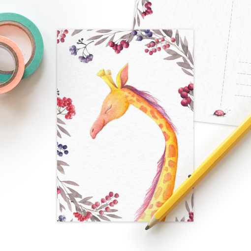 Postkaart 'Natuurlijke liefde' giraffe