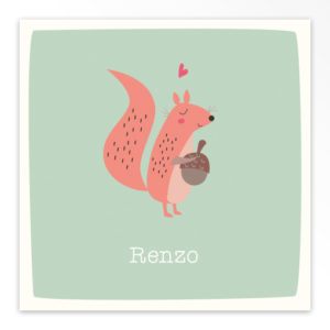 Gevouwen geboortekaartjes 'Bosbeestjes'