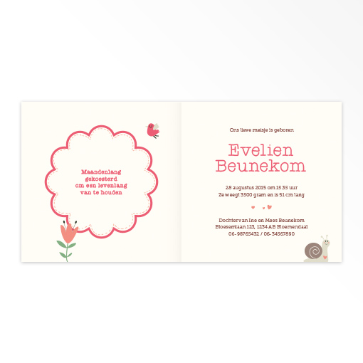 Gevouwen geboortekaartjes 'Bosbeestjes' - Afbeelding 4