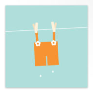 Gevouwen geboortekaartjes 'Waslijn'