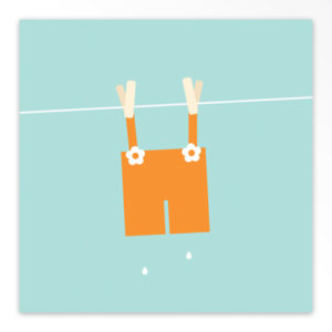 Gevouwen geboortekaartjes 'Waslijn'