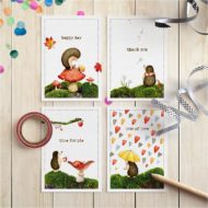 Cadeaukaartjes set van 4 'Enthousiaste egels'