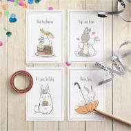 Cadeaukaartjes set van 4 'Gezellige chaos'