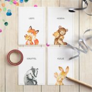 Cadeaukaartjes set van 4 'Kus en knuffels'