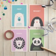 Cadeaukaartjes set van 4 'Beestenfeest'