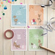 Cadeaukaartjes set van 4 'Oh deer it's Christmas'