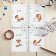 Cadeaukaartjes set van 4 'Nieuwsgierig vosje'