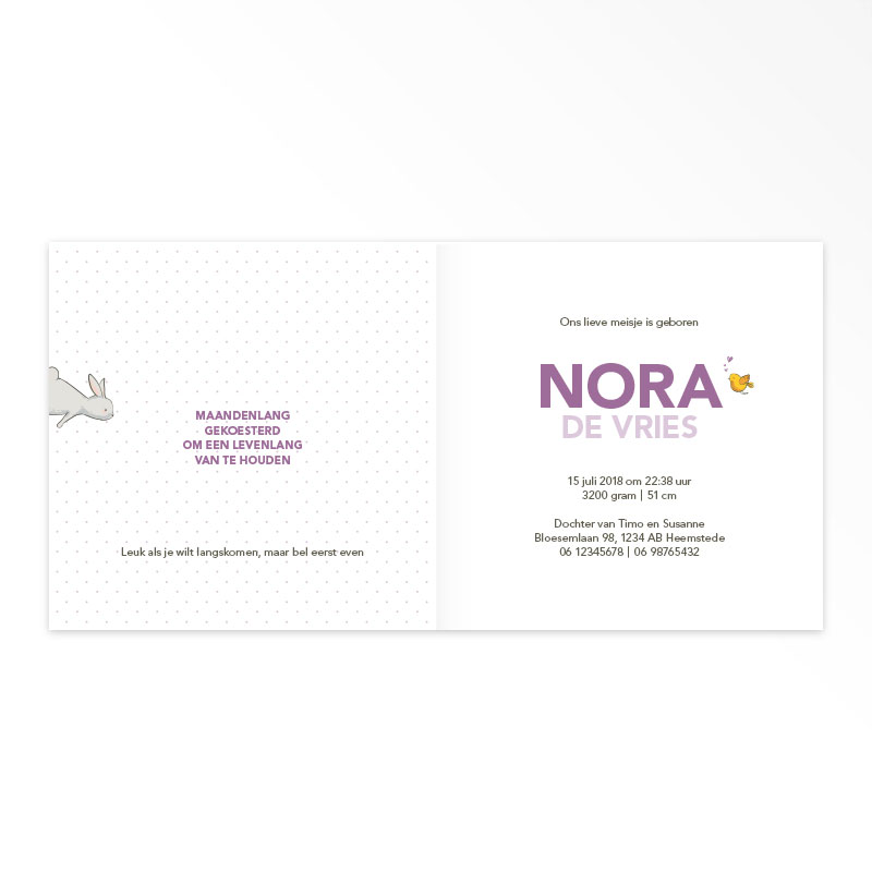 Gevouwen geboortekaartjes 'Gezellige letters' - Afbeelding 4