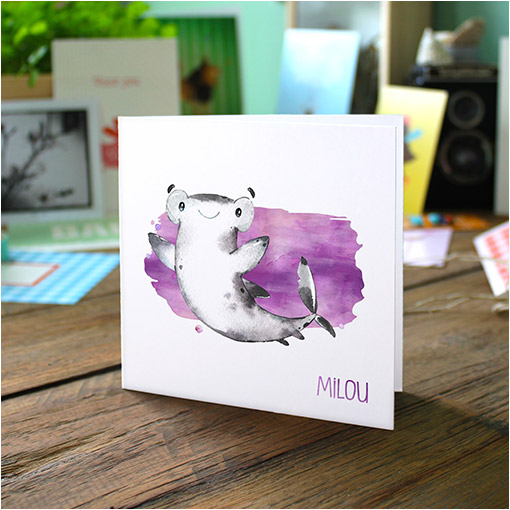 Gevouwen geboortekaartjes 'Zeevriendjes' - Afbeelding 2