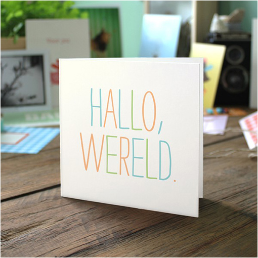 Gevouwen geboortekaartjes 'Hallo wereld' - Afbeelding 2