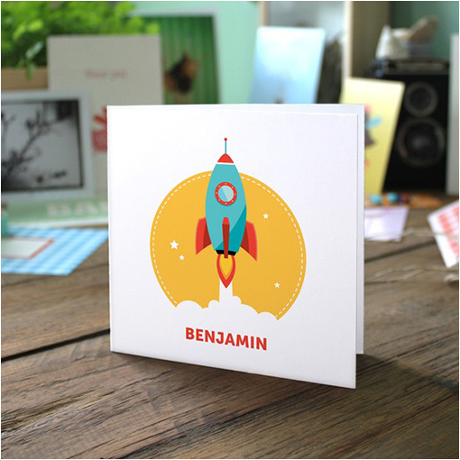 Gevouwen geboortekaartjes 'Kekke raket' - Afbeelding 2