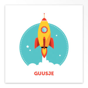 Gevouwen geboortekaartjes 'Kekke raket'