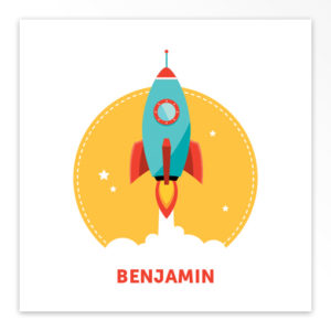 Gevouwen geboortekaartjes 'Kekke raket'