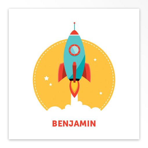 Gevouwen geboortekaartjes 'Kekke raket'