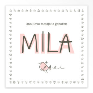 Gevouwen geboortekaartjes 'Knetter letter'