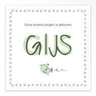 Gevouwen geboortekaartjes 'Knetter letter'