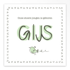 Gevouwen geboortekaartjes 'Knetter letter'