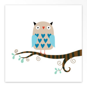 Gevouwen geboortekaartjes 'Wijze uil'