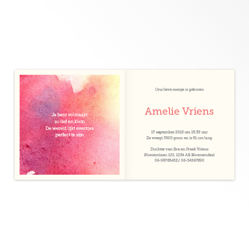 Gevouwen geboortekaartjes 'Moderne Klassieker' - Afbeelding 4