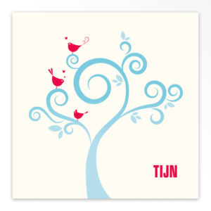 Gevouwen geboortekaartjes 'Liefdesnestje'