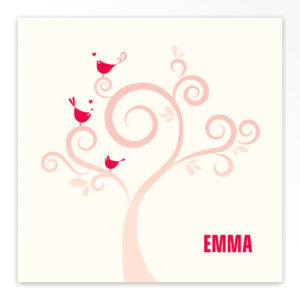 Gevouwen geboortekaartjes 'Liefdesnestje'