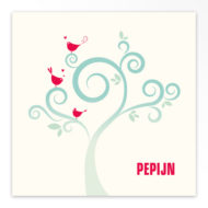 Gevouwen geboortekaartjes 'Liefdesnestje'