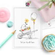 Postkaart 'Gezellige chaos' kruiwagen