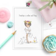 Postkaart 'Gezellige chaos' meisje