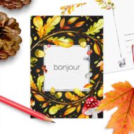 Postkaart 'Hallo herfst' oranje