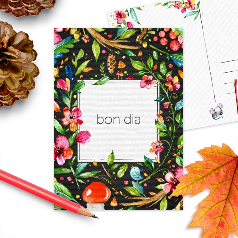 Postkaart 'Hallo herfst' roze