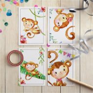 Cadeaukaartjes set van 4 'Apenstreken'