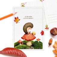 Postkaart 'Enthousiaste egels' paddenstoel