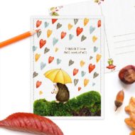 Postkaart 'Enthousiaste egels' paraplu