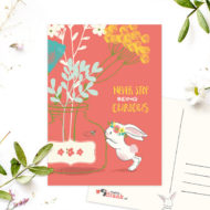 Postkaart 'Karakteristieke konijntjes' vaas