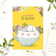 Postkaart 'Karakteristieke konijntjes' theekopje