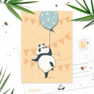 Postkaart 'Panda party' ballon