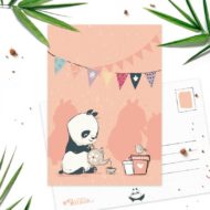 Postkaart 'Panda party' thee