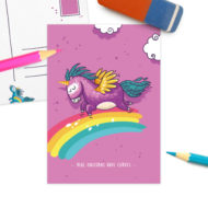 Postkaart 'Enige eenhoorn' regenboog