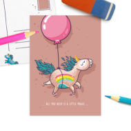 Postkaart 'Enige eenhoorn' ballon