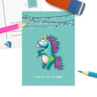 Postkaart 'Enige eenhoorn' feest