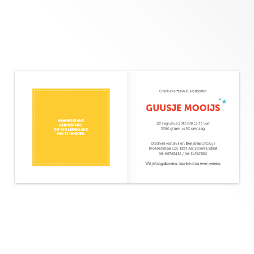 Gevouwen geboortekaartjes 'Kekke raket' - Afbeelding 4