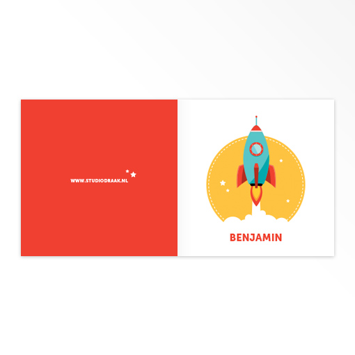 Gevouwen geboortekaartjes 'Kekke raket' - Afbeelding 3