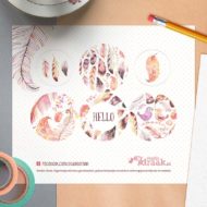 Vel met 6 stickers 'Donzige veertjes'