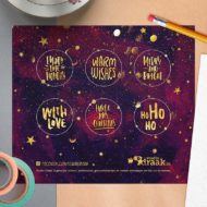 Vel met 6 stickers 'Gouden glitters' Kerst