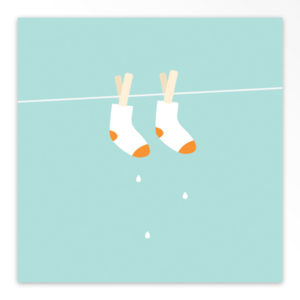 Gevouwen geboortekaartjes 'Waslijn'